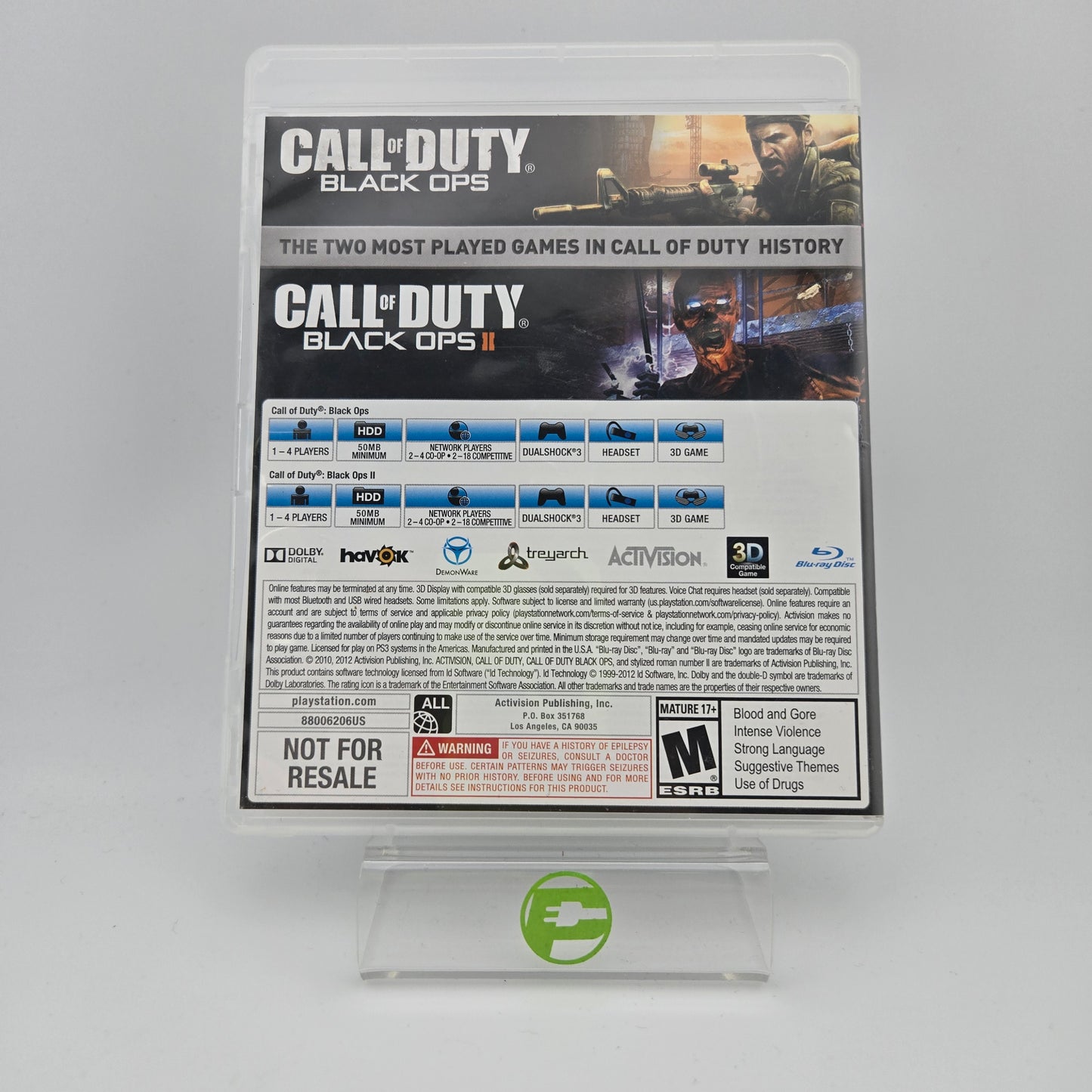 Call of Duty Black Ops I and II Combo Pack (Sony PlayStation 3 PS3, 2015)