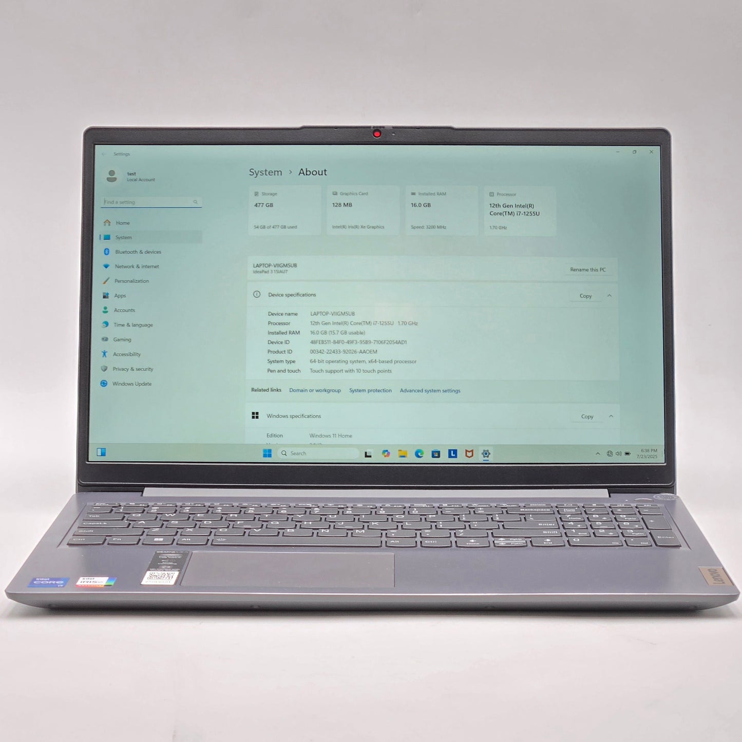 Lenovo Ideapad 3 15IAU7 15.6" i7-1255U 1.7GHz 16GB RAM 512GB SSD