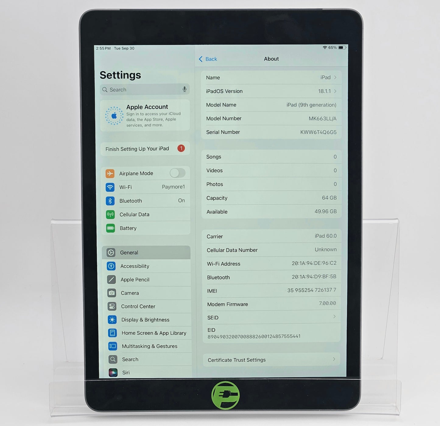 Apple iPad 9th Gen 64GB Space Gray MK663LL/A