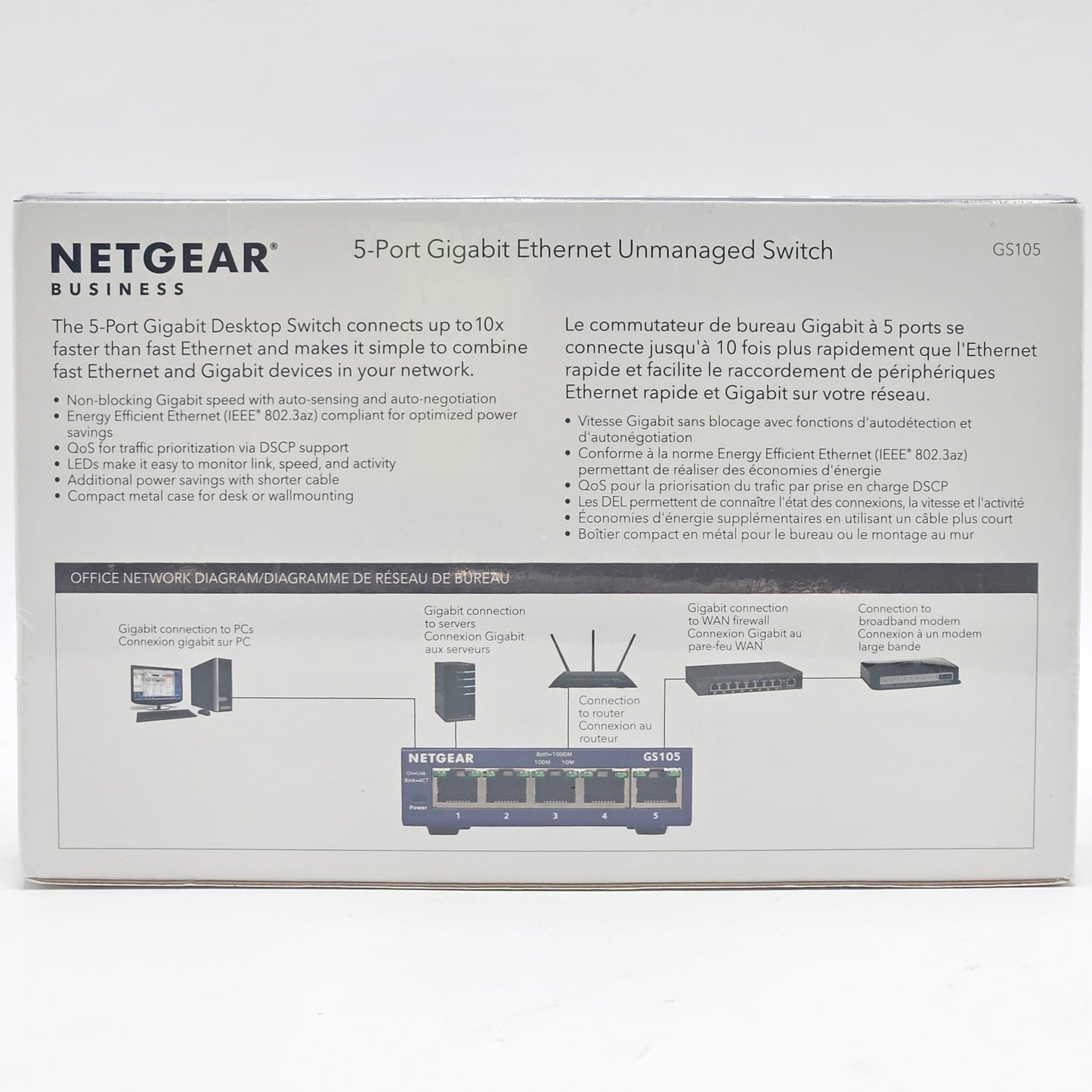 New Netgear ProSAFE 5-Port Gigabit Unmanaged Switch GS105