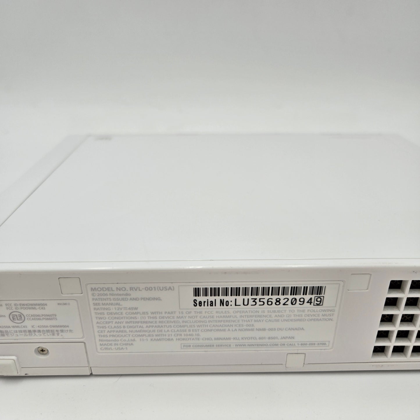 Nintendo Wii Video Game Console RVL-001 White