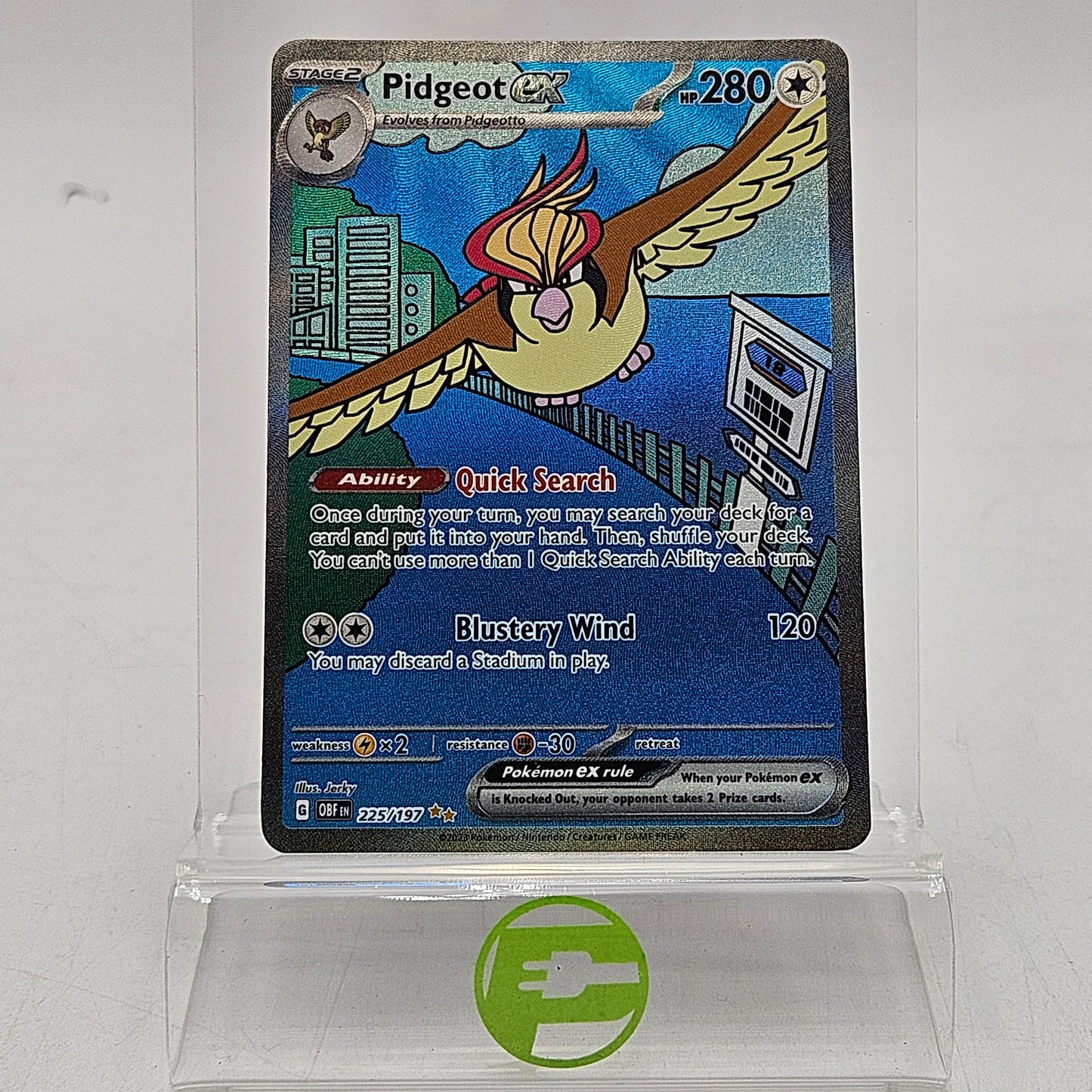 Damaged Pokemon TCG Scarlet & Violet: Obsidian Flames Pidgeot ex 225/197 English