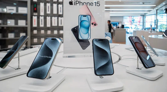 Used iPhones lined up and evaluated for resale value