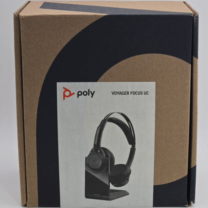 Plantronics Poly Voyager Focus UC B825 Bluetooth Headset w/ Stand & USB Dongle