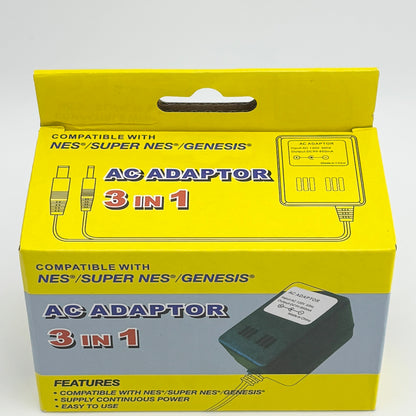 NEW 3 IN 1 POWER SUPPLY AC ADAPTOR NES/SUPER NES/GENESIS