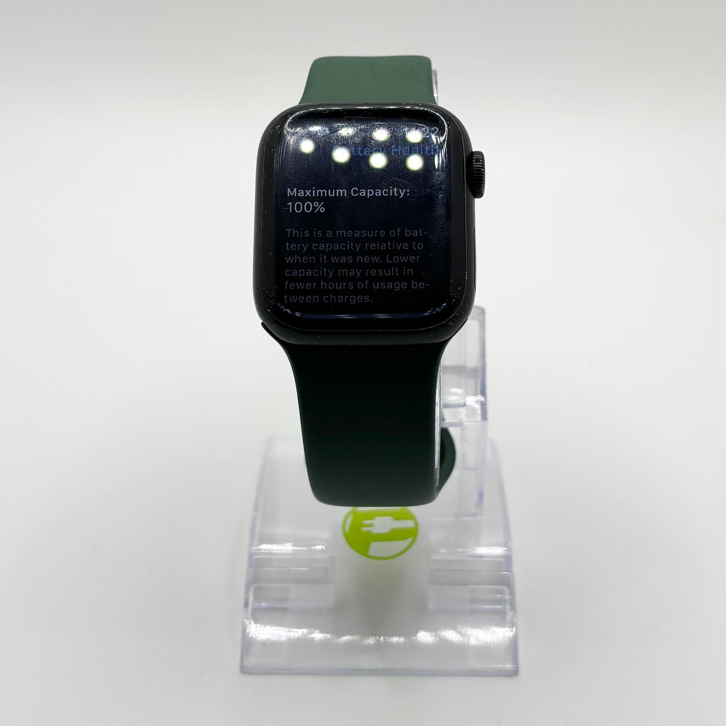 GPS Only Apple Watch Series 7 41MM Stainless Steel Green Sport Band MKN03LL/A