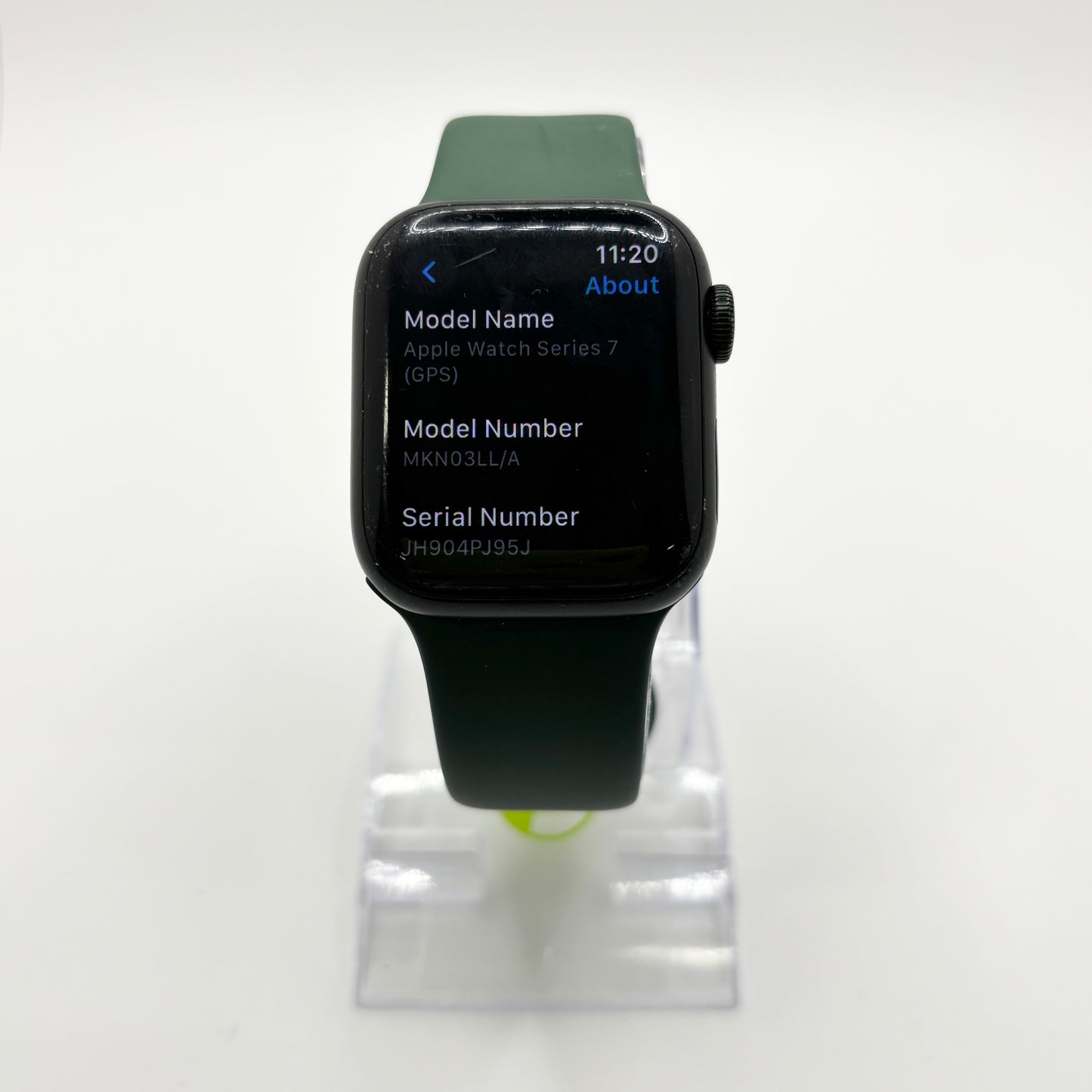GPS Only Apple Watch Series 7 41MM Stainless Steel Green Sport Band MKN03LL/A