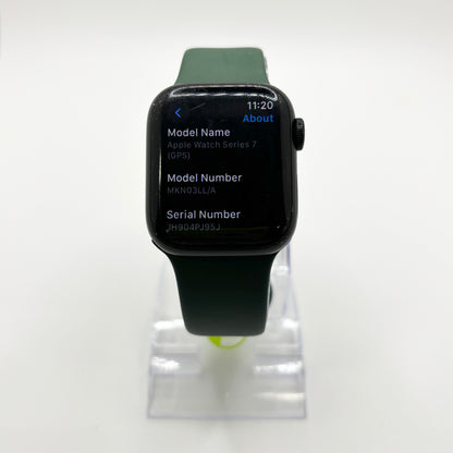 GPS Only Apple Watch Series 7 41MM Stainless Steel Green Sport Band MKN03LL/A