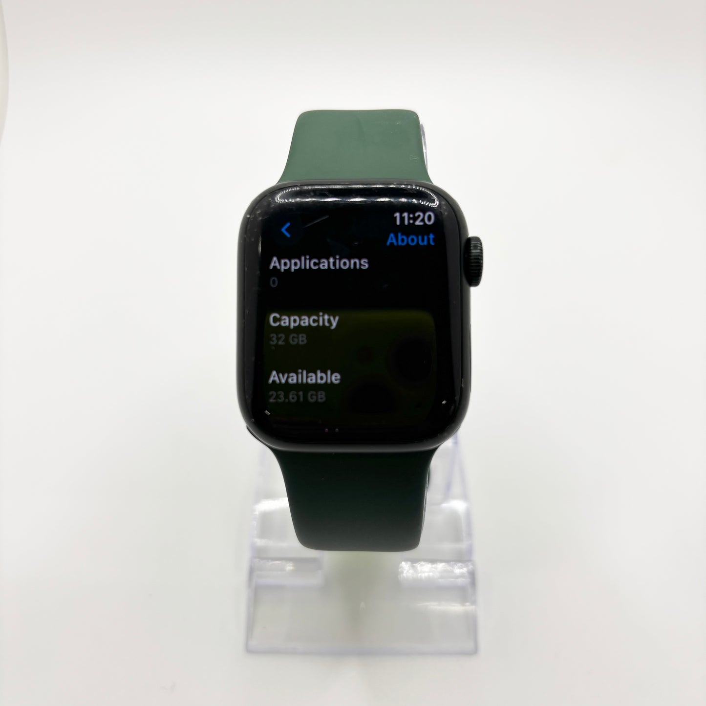 GPS Only Apple Watch Series 7 41MM Stainless Steel Green Sport Band MKN03LL/A