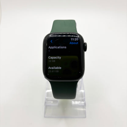 GPS Only Apple Watch Series 7 41MM Stainless Steel Green Sport Band MKN03LL/A