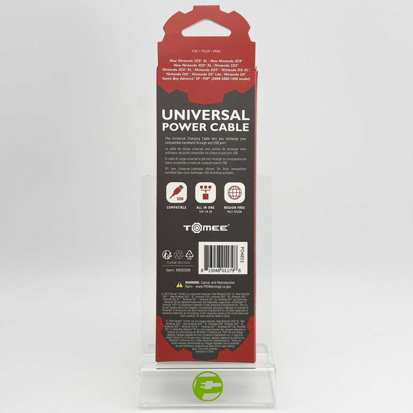 Tomee Universal Power Cord for Handheld Nintendo and PSP