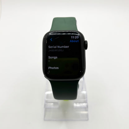 GPS Only Apple Watch Series 7 41MM Stainless Steel Green Sport Band MKN03LL/A