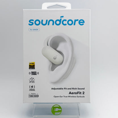 New Soundcore by Anker AeroFit 2 Open Ear True Wireless Earbuds White