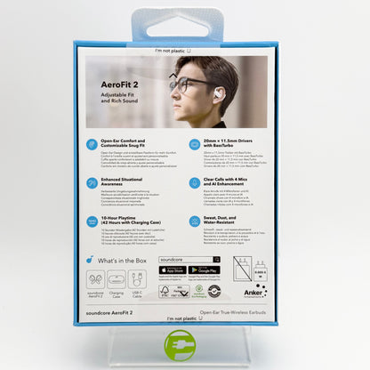 New Soundcore by Anker AeroFit 2 Open Ear True Wireless Earbuds White