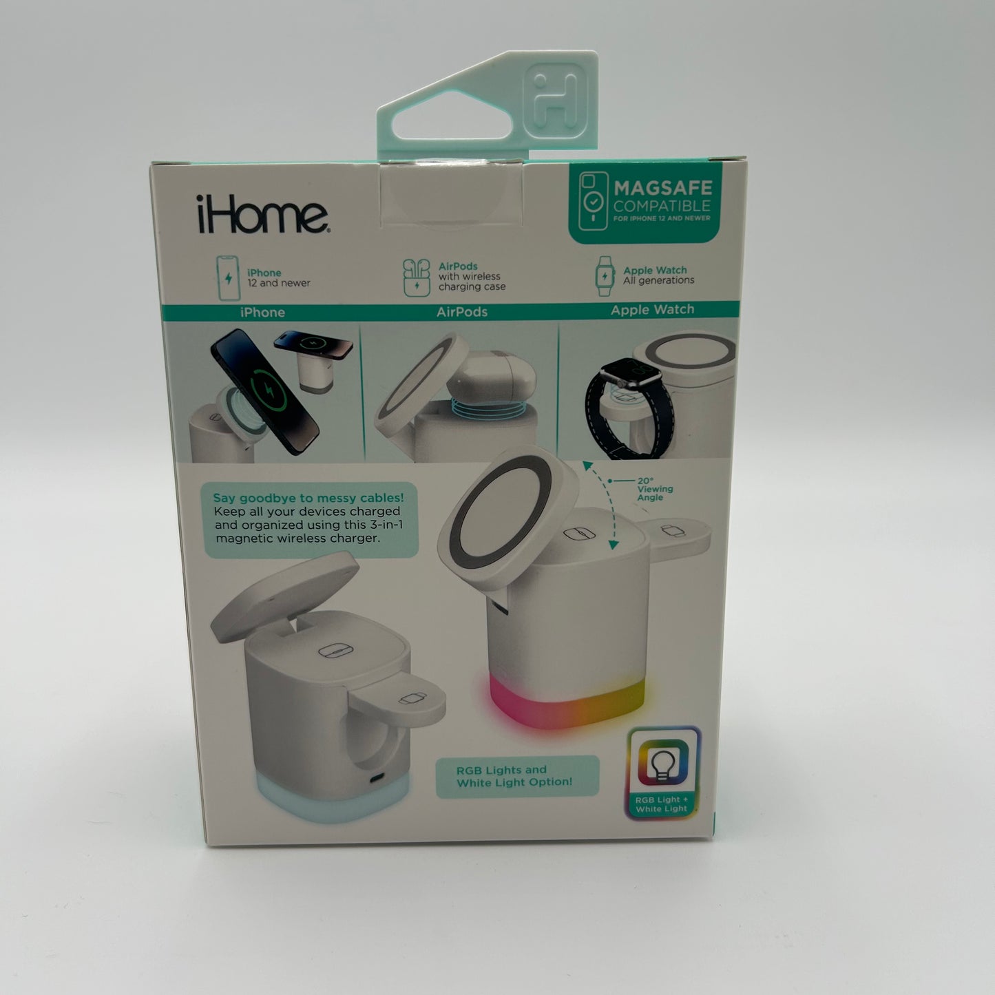 New iHome 3-in-1 Magnetic Wireless Charging Stand 2IHQI2074W0L2