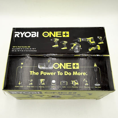 New RYOBI 18V One+Cordless 6-Tool Combo Kit w/ 1.5 Ah Battery 4.0 Ah Battery And Charger