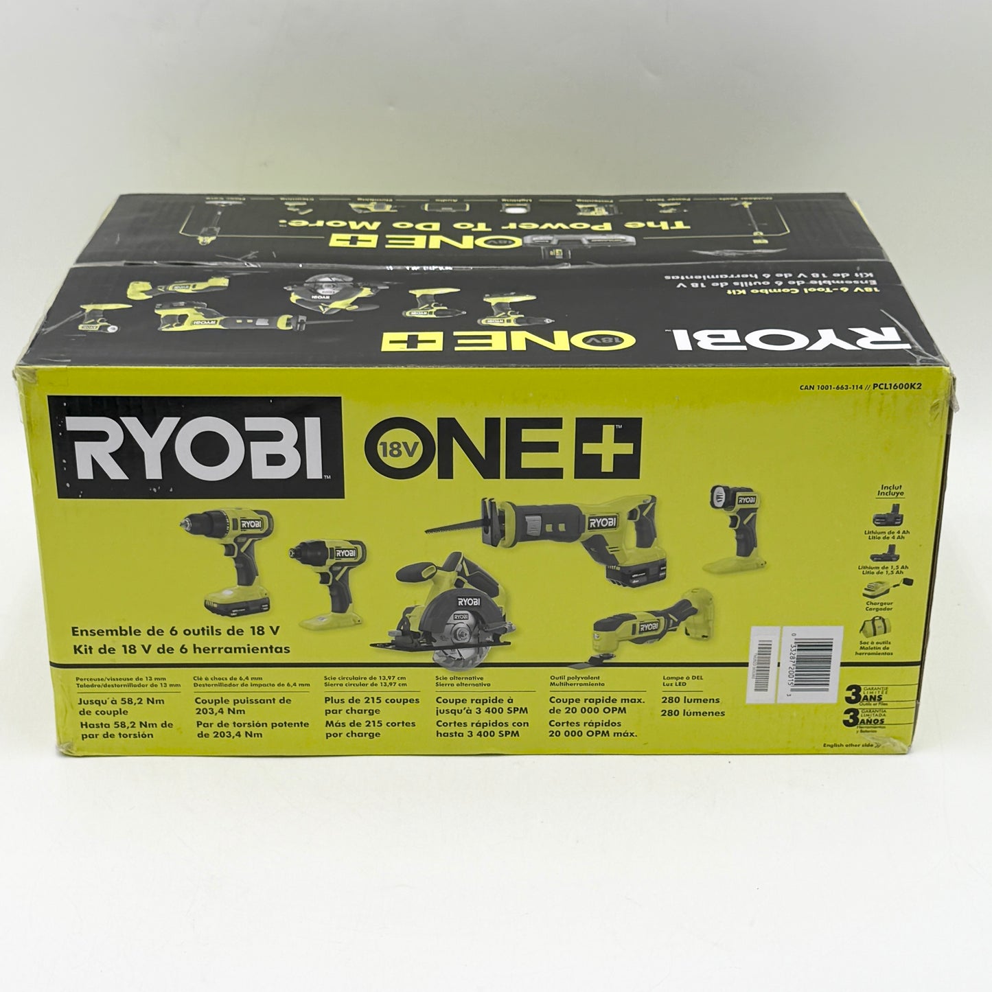 New RYOBI 18V One+Cordless 6-Tool Combo Kit w/ 1.5 Ah Battery 4.0 Ah Battery And Charger