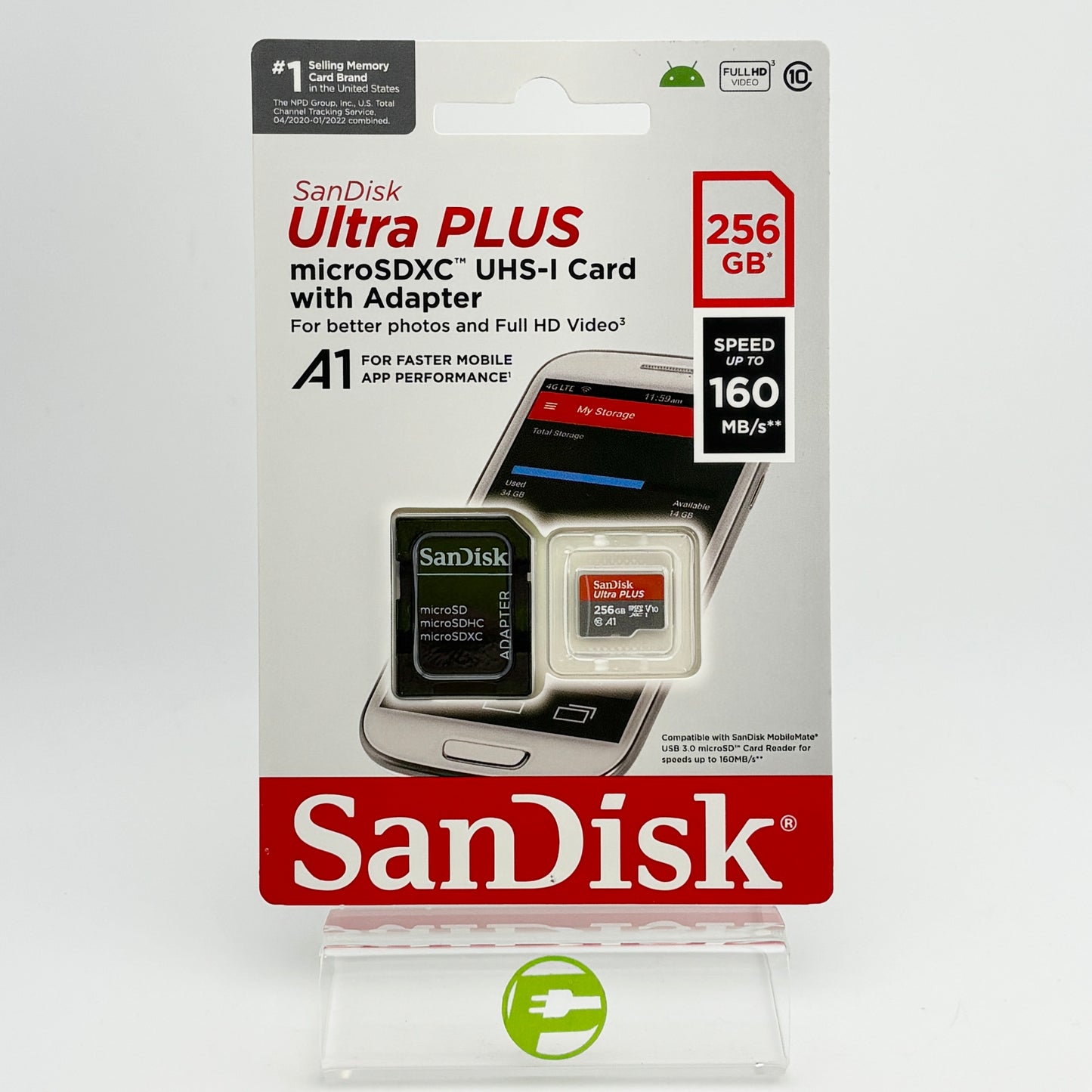 New Sandisk Ultra Plus MicroSD Memory Card, 256GB SDSQUBL-256G-AN6MA