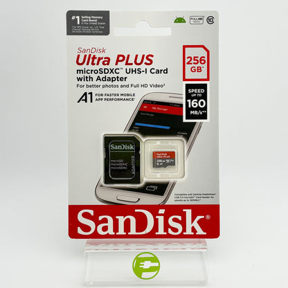New Sandisk Ultra Plus MicroSD Memory Card, 256GB SDSQUBL-256G-AN6MA