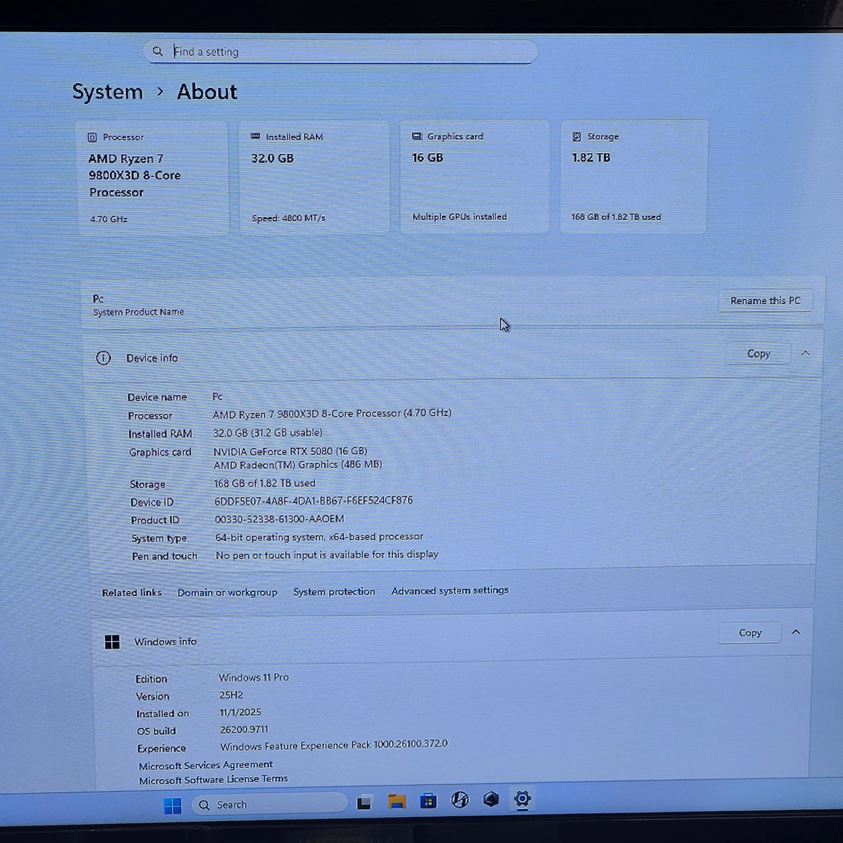 Havn DOOM Custom PC Ryzen 7 9800X3D 4.70GHz 32GB RAM 2TB SSD Nvidia GeForce RTX 5080