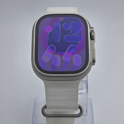 Unlocked Apple Watch Ultra 49MM Natural Titanium White Ocean Band MNH83LL/A