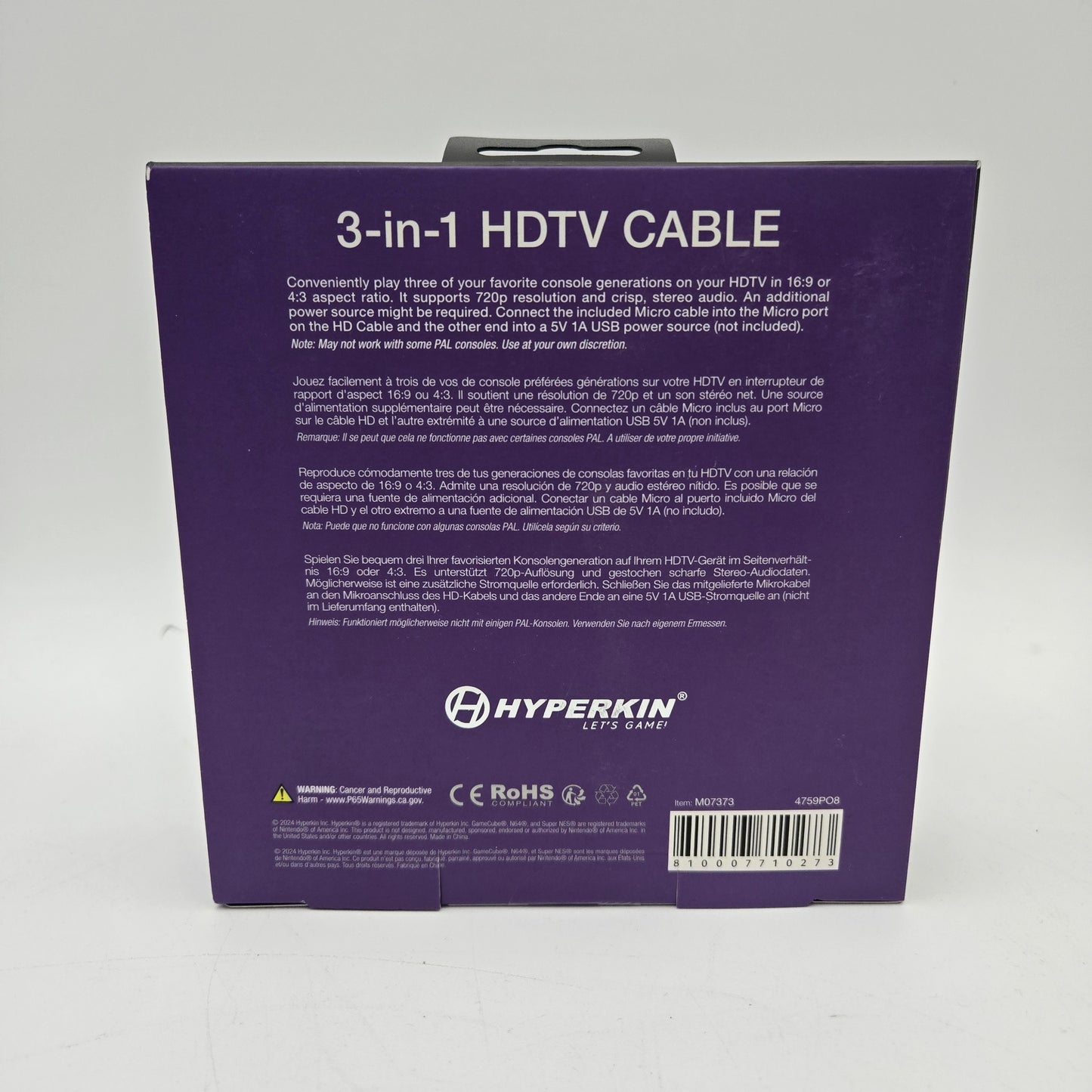 New Hyperkin 3-in-1 HDTV 7 ft. HDMI Cable for GameCube/ N64/ SNES