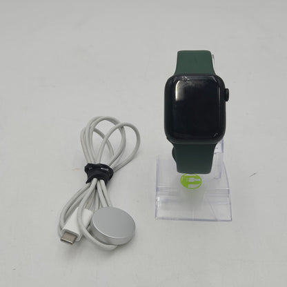 GPS Only Apple Watch Series 7 41MM Stainless Steel Green Sport Band MKN03LL/A