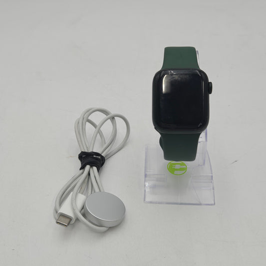 GPS Only Apple Watch Series 7 41MM Stainless Steel Green Sport Band MKN03LL/A