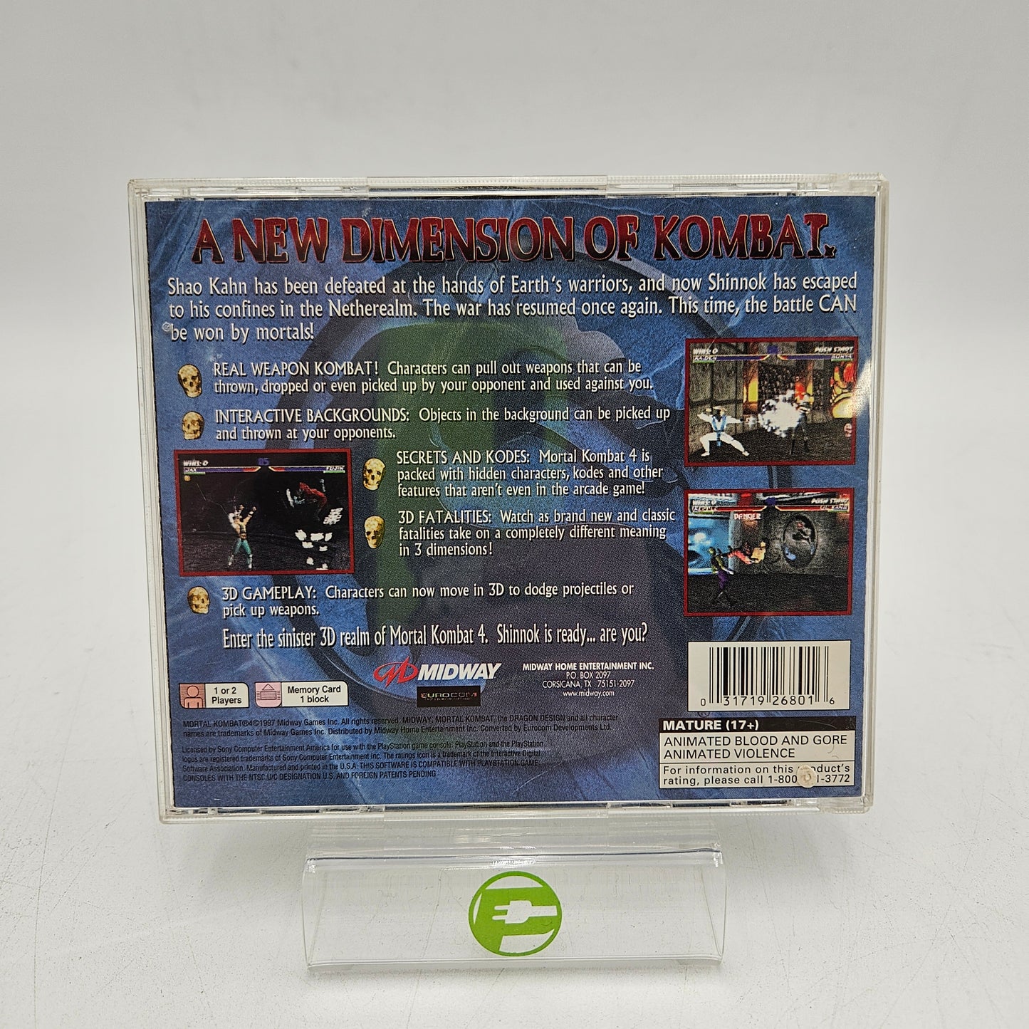 Mortal Kombat 4 (Sony PlayStation 1 PS1, 1998)