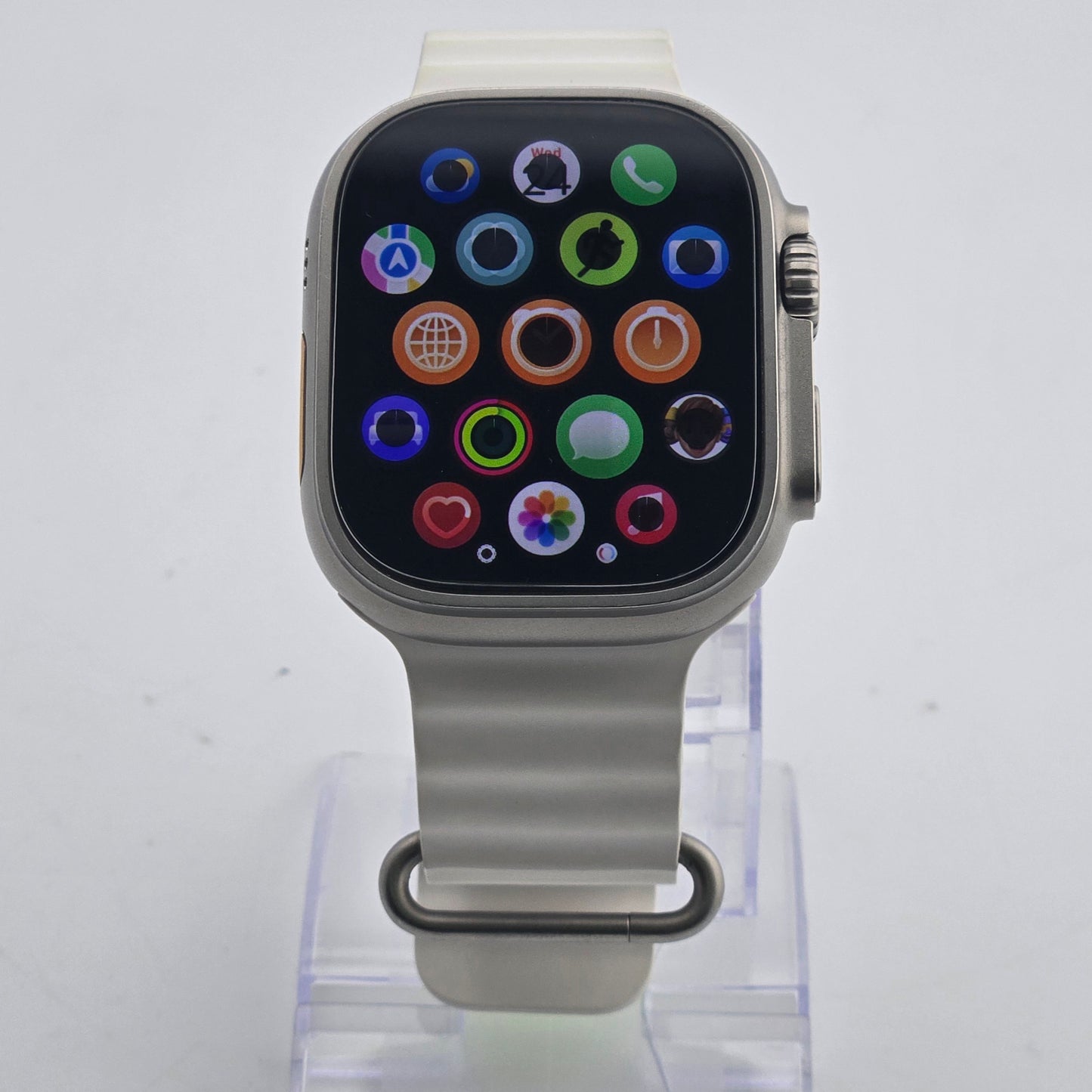 Unlocked Apple Watch Ultra 49MM Natural Titanium White Ocean Band MNH83LL/A
