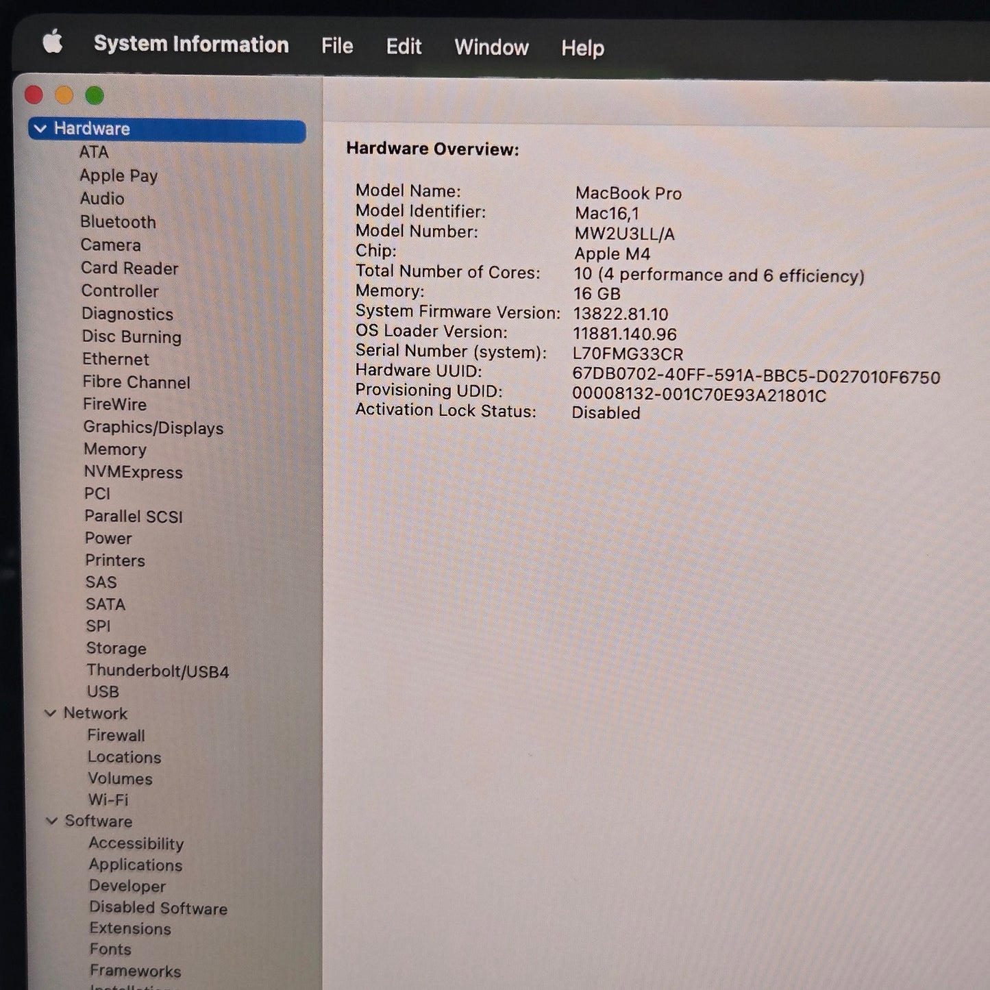 2024 Apple MacBook Pro 14" M4 10C GPU 4.5GHz 16GB RAM 512GB SSD MW2U3LL/A