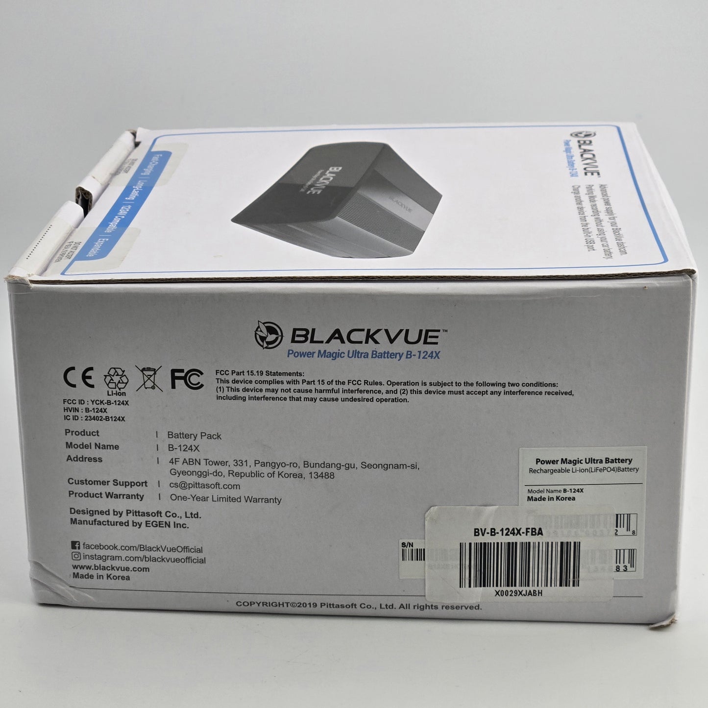 Blackvue Power Magic Ultra Battery  Dash Camera LiFePO4 Battery Pack B-124X