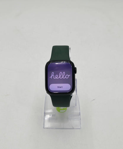 GPS Only Apple Watch Series 7 41MM Stainless Steel Green Sport Band MKN03LL/A