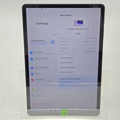 WiFi Only Samsung Galaxy Tab S7 FE 12.4" 64GB Graphite SM-T738U