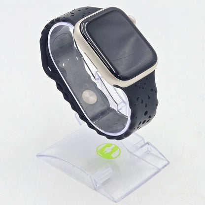 GPS Only Apple Watch Series 7 45MM Natural Aluminum Black Braided Loop MKN63LL/A