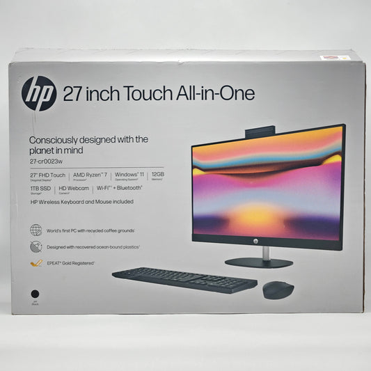 New HP AIO 27-cr0023w 27" AMD Ryzen 7 2.00GHz 12GB RAM