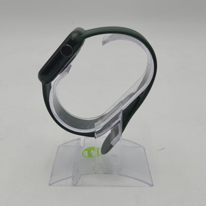 GPS Only Apple Watch Series 7 41MM Stainless Steel Green Sport Band MKN03LL/A