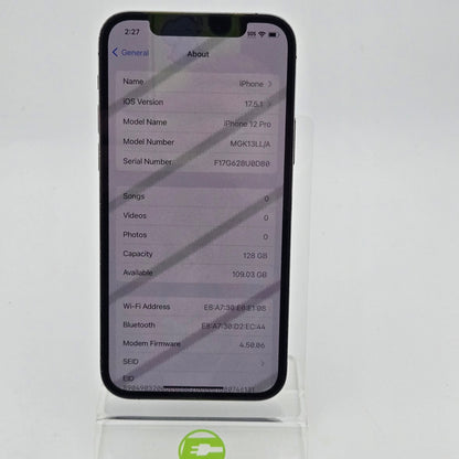 Unlocked Apple iPhone 12 Pro 128GB Graphite MGK13LL/A