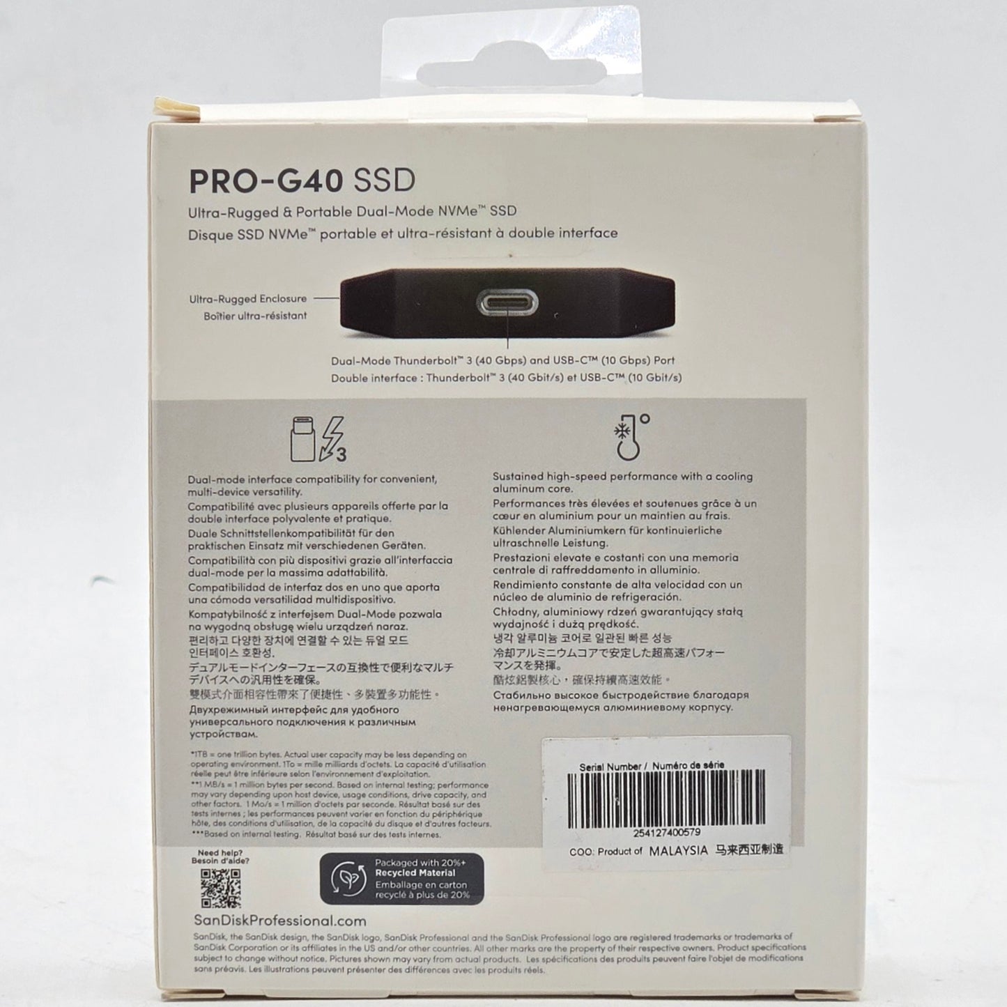 New SanDisk Portable Professional 2TB USB-C to USB-C SSD SDPS31H-002T-GBC1D