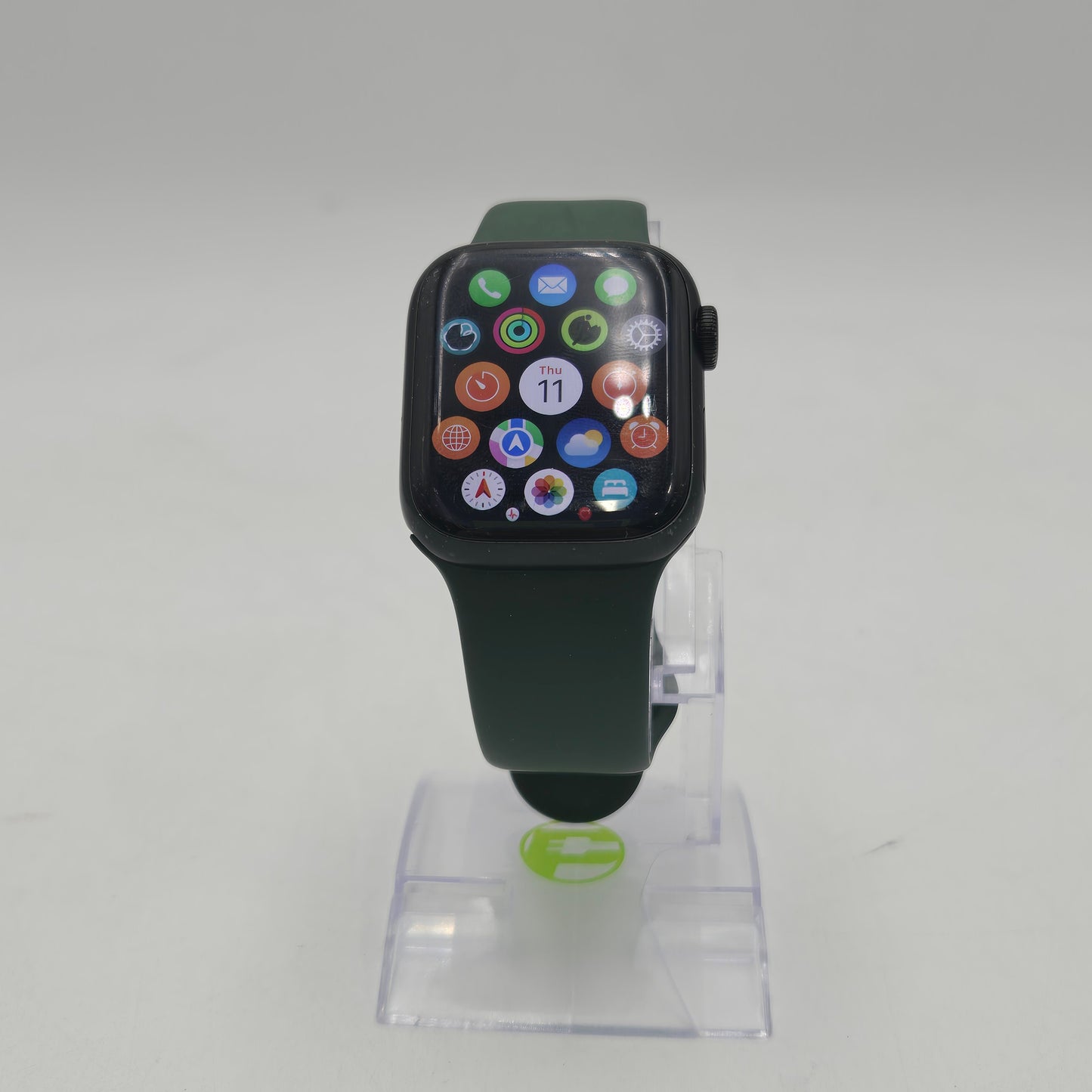 GPS Only Apple Watch Series 7 41MM Stainless Steel Green Sport Band MKN03LL/A