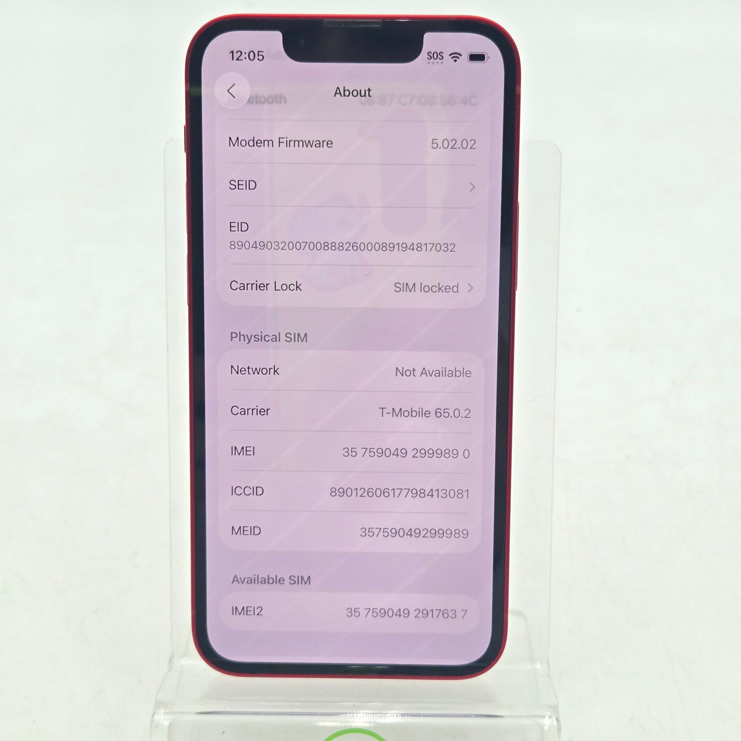 T-Mobile Apple iPhone 13 Mini 128GB 18.7.1 Red MLHQ3LL/A